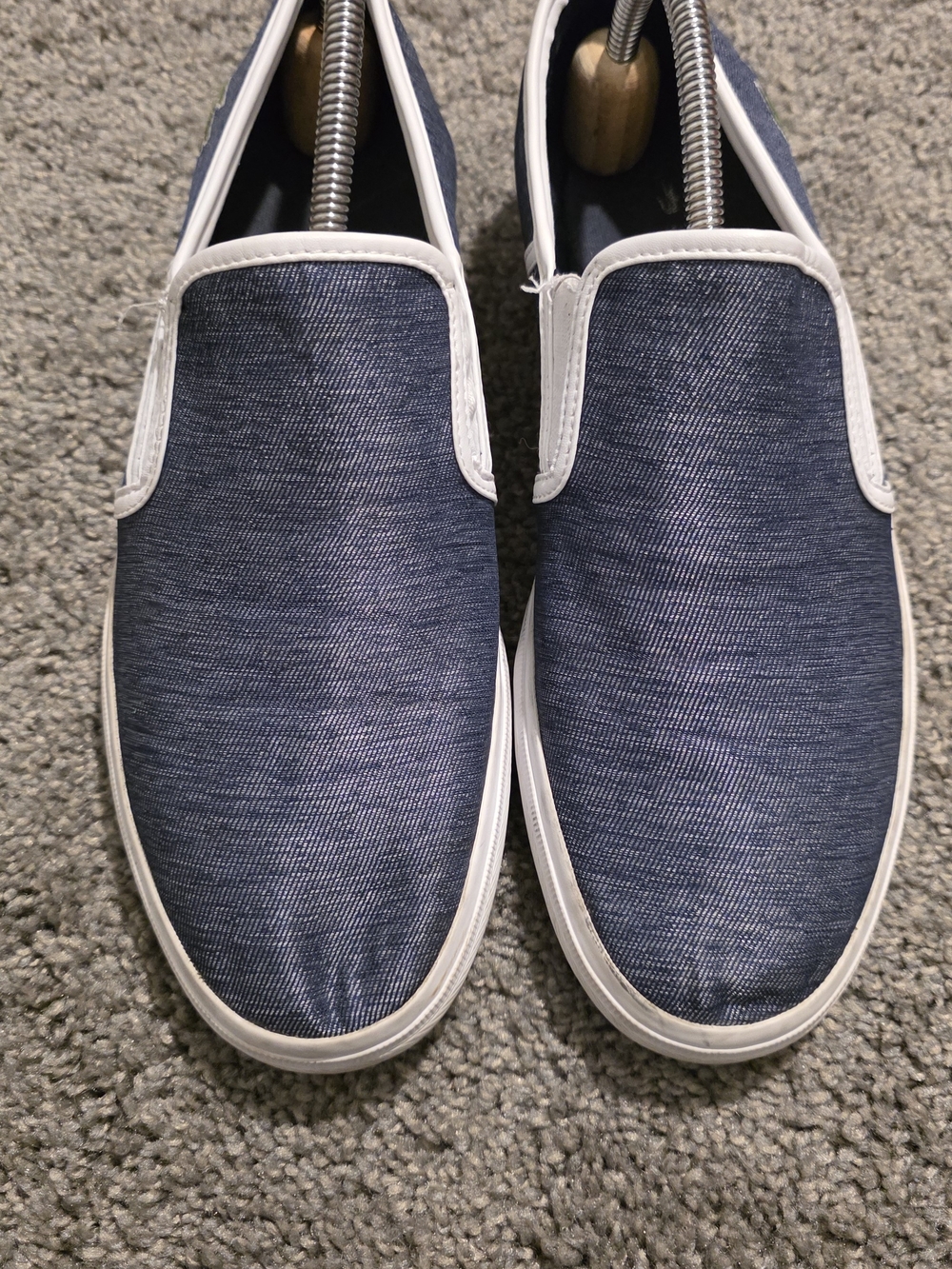 Lacoste Navy Slip-On Loafers with White Trim